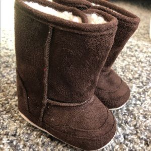 Brown fuzzy boots